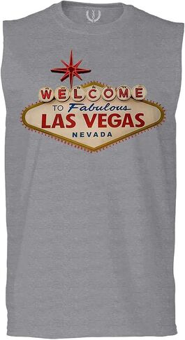 0551. Graphic Souvenir Signs Welcome to LAS Vegas Vacations Nevada Men's Muscle Tank Sleeveles t Shirt in Kuwait