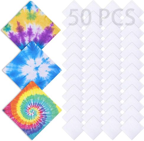 50 PCS 100% Cotton White Bandana bulk for tie dye blank bandanas pack cotton handkerchiefs Unisex Bandanas Men Head Wrap in Saudi Arabia