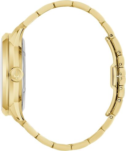 Bulova Men's Automatic Sutton Watch, Gold-Tone Stainless Steel Case & Silver-White Dial (Style: 97A201) in Kuwait