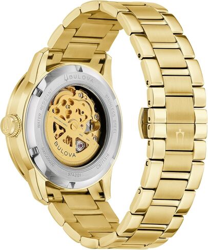 Bulova Men's Automatic Sutton Watch, Gold-Tone Stainless Steel Case & Silver-White Dial (Style: 97A201) in Kuwait