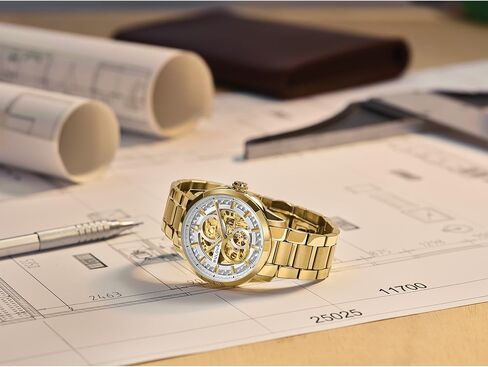 Bulova Men's Automatic Sutton Watch, Gold-Tone Stainless Steel Case & Silver-White Dial (Style: 97A201) in Kuwait
