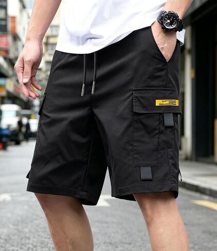 Men's Cargo Shorts Quick Dry Lightweight Stretch Hiking Shorts Elastic Waist with Multi Pockets for Camping Casual in Kuwait