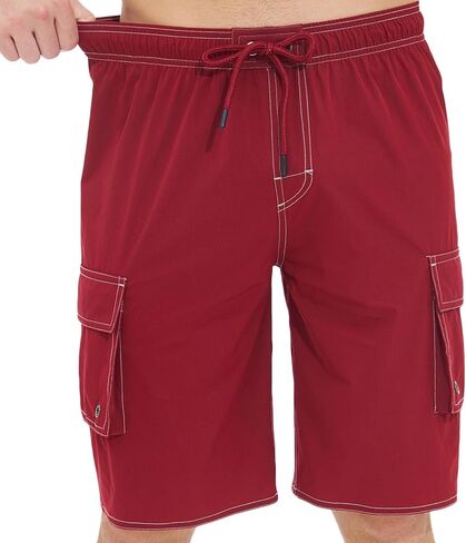 Mens Cargo Shorts Drawstring Lightweight Utility Pockets Casual Beach Running Workout Hiking Travel Outdoor Daily in Saudi Arabia