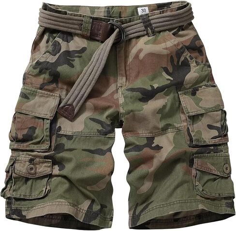 TRGPSG Cargo Short for Men Relaxed Fit Camo Outdoor Hiking Shorts Work Cotton Casual Shorts with 9 Pockets(No Belt) in Saudi Arabia