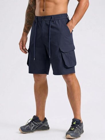 Men's Cargo Shorts Drawstring Classic Chino Stretch Shorts with 6 Pockets in Saudi Arabia