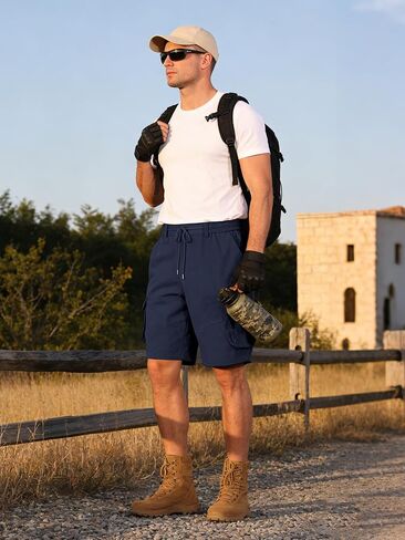 Men's Cargo Shorts Drawstring Classic Chino Stretch Shorts with 6 Pockets in Saudi Arabia
