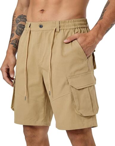 Men's Cargo Shorts Drawstring Classic Chino Stretch Shorts with 6 Pockets in Saudi Arabia