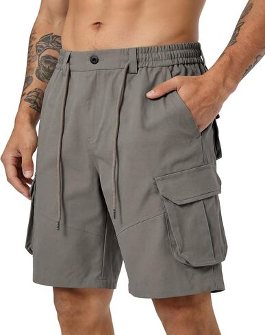 Men's Cargo Shorts Drawstring Classic Chino Stretch Shorts with 6 Pockets in Saudi Arabia