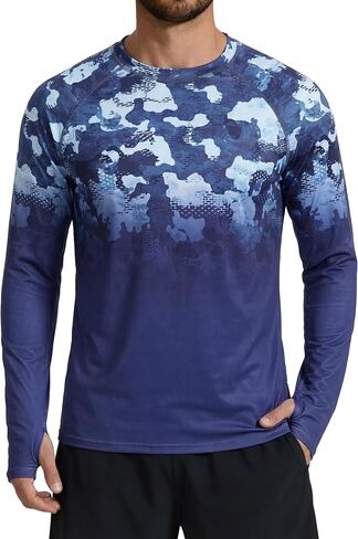 XiaoMoSha Men's Sun Protection Long Sleeve Shirts UPF 50+ Rash Guard Swim T-Shirt Quick Dry Fishing Hiking Running Tops S-2XL in Saudi Arabia