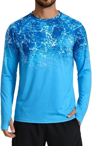 XiaoMoSha Men's Sun Protection Long Sleeve Shirts UPF 50+ Rash Guard Swim T-Shirt Quick Dry Fishing Hiking Running Tops S-2XL in Saudi Arabia