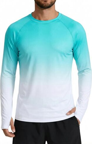 XiaoMoSha Men's Sun Protection Long Sleeve Shirts UPF 50+ Rash Guard Swim T-Shirt Quick Dry Fishing Hiking Running Tops S-2XL in Saudi Arabia