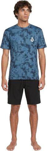 Volcom Men's Short Sleeve Rashguard- UPF 50+ Sun Protection, Quick-Dry Moisture Control, Blue, Large in Kuwait