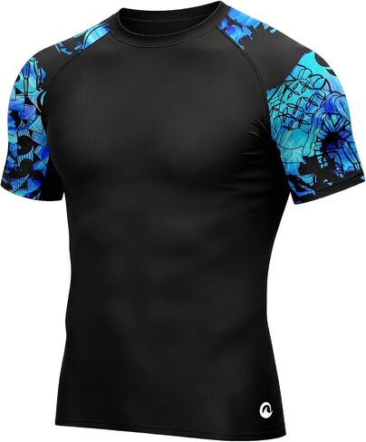 Men's UPF 50+ Compression Rash Guard, Long & Short Sleeve Swim Shirt, Quick Dry UV Protection for Fishing Surfing in Saudi Arabia