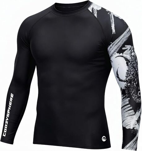 Men's UPF 50+ Compression Rash Guard, Long & Short Sleeve Swim Shirt, Quick Dry UV Protection for Fishing Surfing in Saudi Arabia