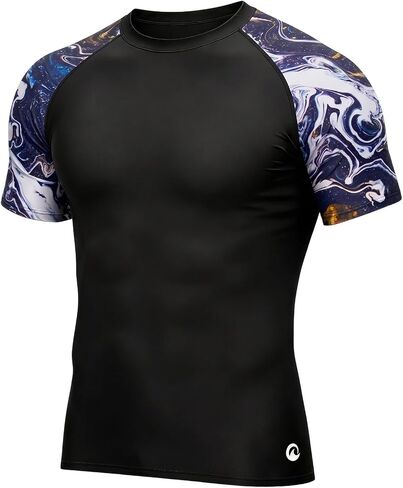 Men's UPF 50+ Compression Rash Guard, Long & Short Sleeve Swim Shirt, Quick Dry UV Protection for Fishing Surfing in Saudi Arabia