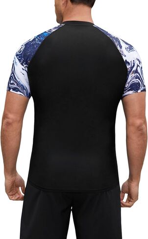 Men's UPF 50+ Compression Rash Guard, Long & Short Sleeve Swim Shirt, Quick Dry UV Protection for Fishing Surfing in Saudi Arabia