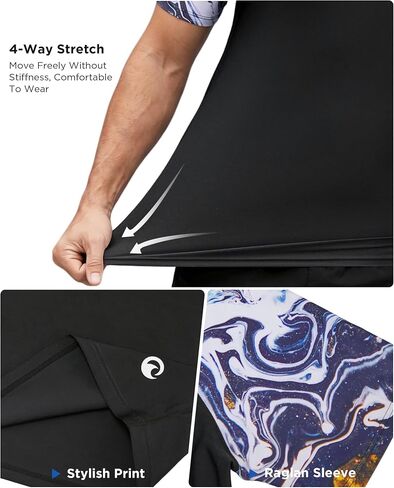 Men's UPF 50+ Compression Rash Guard, Long & Short Sleeve Swim Shirt, Quick Dry UV Protection for Fishing Surfing in Saudi Arabia