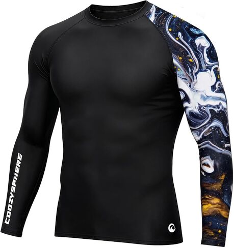 Men's UPF 50+ Compression Rash Guard, Long & Short Sleeve Swim Shirt, Quick Dry UV Protection for Fishing Surfing in Saudi Arabia