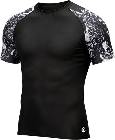 Men's UPF 50+ Compression Rash Guard, Long & Short Sleeve Swim Shirt, Quick Dry UV Protection for Fishing Surfing in Saudi Arabia