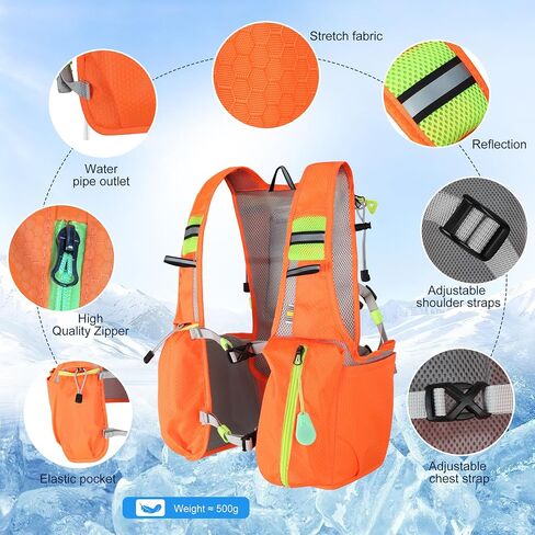 Running Hydration Vest Backpack: Cooling Vest for Men Women - Lightweight Adjustable Hydration Backpack for Trail Race Hiking Cycling Climbing Camping Jogging(Without Bladder) in Kuwait
