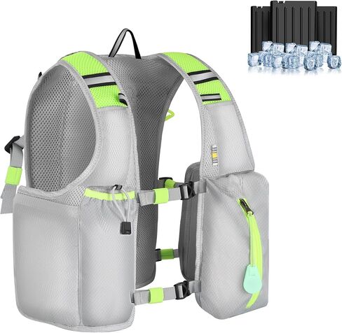 Running Hydration Vest Backpack: Cooling Vest for Men Women - Lightweight Adjustable Hydration Backpack for Trail Race Hiking Cycling Climbing Camping Jogging(Without Bladder) in Kuwait