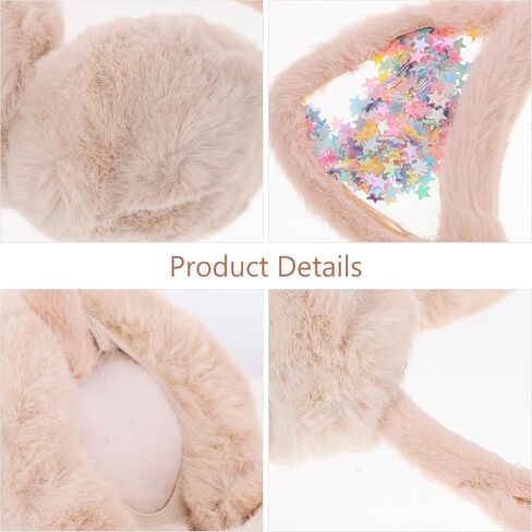 ARTIBETTER Foldable Cat Plush Earmuffs Winter Warm Ear Covers Soft Fleece Ear Warmers for Boys Aged 3-12 Beige Windproof Outdoor in Kuwait
