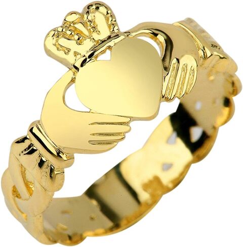 14k Yellow Gold Claddagh Ring with Trinity Band in Saudi Arabia