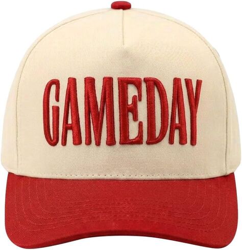 Game Day Hat for Women Men, Vintage Embroidered Football Basketball Cap, Adjustable Baseball Hat Gift World Soccer Cup Fan in Saudi Arabia