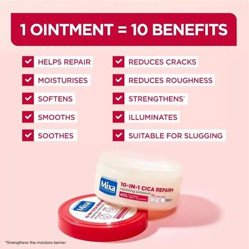 Mixa 10-in-1 CICA Repair+ Restoring Ointment for Very Dry Skin – 150 ml – Intensive Hydration & Repair Cream with Glycerin, Urea & Allantoin in Saudi Arabia