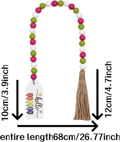 1Pcs Summer Wood Hanging Elegant Wooden Beaded Tassel String Beads String Multi-Color Wood Beads Pendant for Tiered Tray Decor in Kuwait
