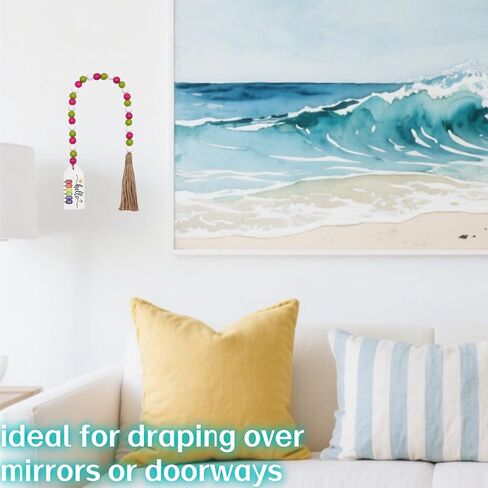 1Pcs Summer Wood Hanging Elegant Wooden Beaded Tassel String Beads String Multi-Color Wood Beads Pendant for Tiered Tray Decor in Kuwait