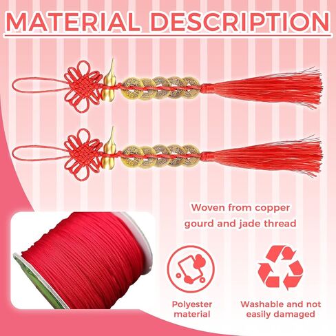 2 Feng Shui Wealth Pendants Traditional Chinese Knot Six Emperors Coins Red Tassels Chinese New Year Decoration Car Blessing Gifts Car Furniture Bags Home Office Supplies in Saudi Arabia