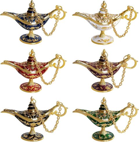 6pcs Ucubwfu Aladdin Magic Genie Lamp, Craft Ornament Aladdin Lamp, Divine Lamp Ornament Tabletop Decoration for Wedding Party in Saudi Arabia
