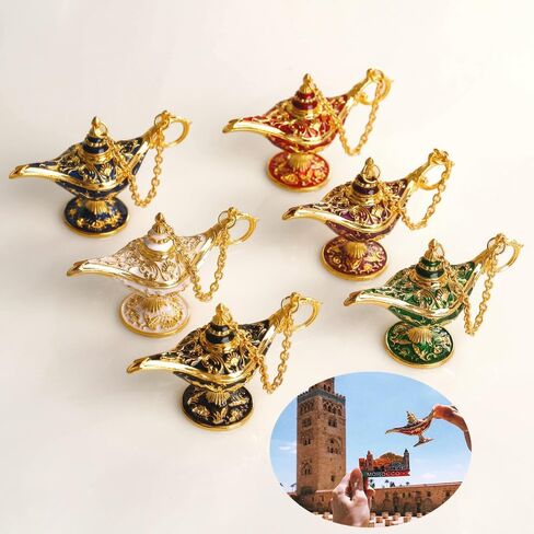 6pcs Ucubwfu Aladdin Magic Genie Lamp, Craft Ornament Aladdin Lamp, Divine Lamp Ornament Tabletop Decoration for Wedding Party in Saudi Arabia