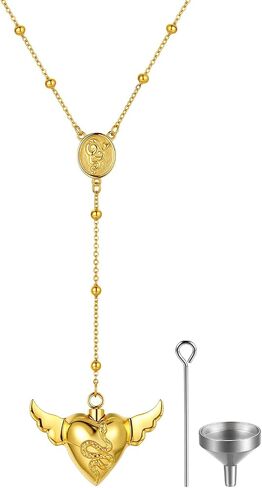 OIDEA Snake Heart-Shaped Urn Necklaces for Ashes: Rosary Chain Y-Shaped Statement Necklace Openable Stash Necklace with Spoon Memorial Keepsake Cremation Jewelry in Kuwait