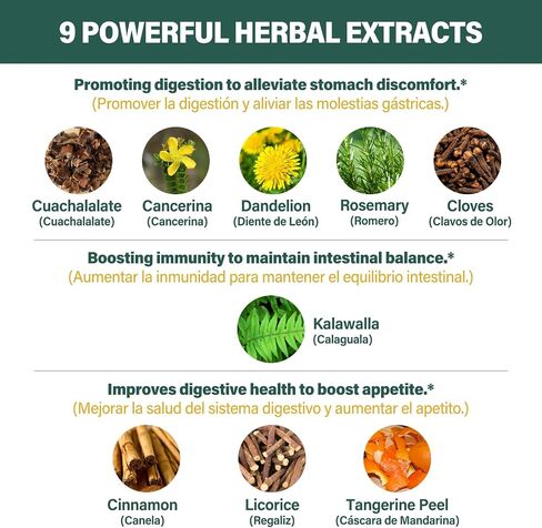 Cuachalalate Digestive Drops: Herbal Supplement w/Licorice Root, Dandelion, Clove, Cancerina Extracts for Upset Stomach Relief, Gastric Health, & Immune System Support. 2oz in Saudi Arabia