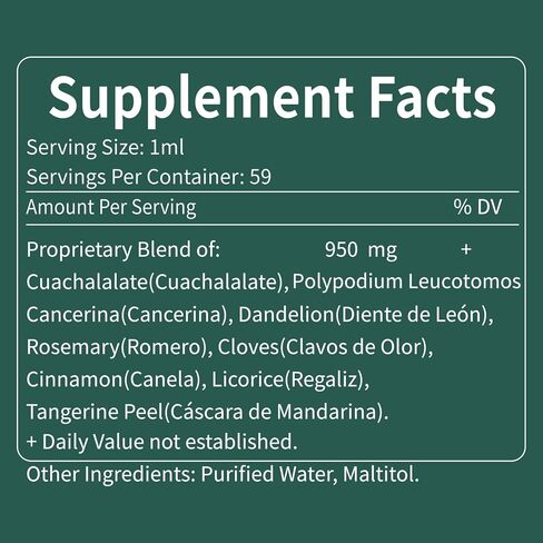 Cuachalalate Digestive Drops: Herbal Supplement w/Licorice Root, Dandelion, Clove, Cancerina Extracts for Upset Stomach Relief, Gastric Health, & Immune System Support. 2oz in Kuwait