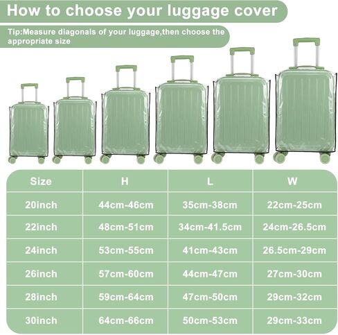 6 Pcs Suitcase Covers for Luggage Luggage Covers for Suitcase Tsa Approved Clear PVC Waterproof Protectors Fits 20 22 24 26 28 30 Inch Wheeled Baggage Travel Essentials in Saudi Arabia