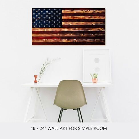 BackYardGamesUSA Rustic American Flag Wall Art Decor 24x48 – Patriotic Wood Wall Decor, All Weather Indoor Outdoor Wall Hanging for Living Room, Garage, Patio, Office in Saudi Arabia