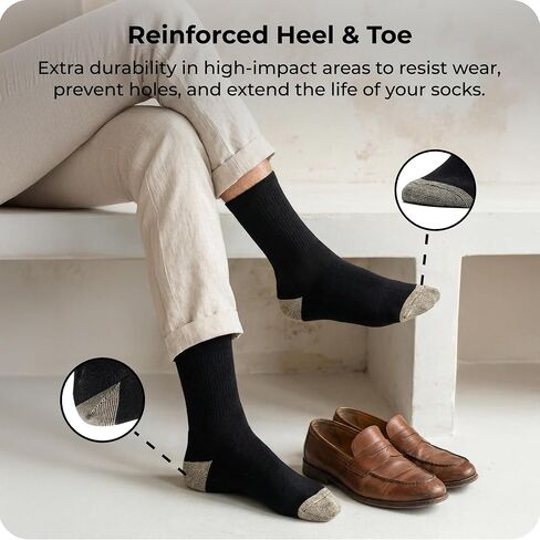 AMELLE Formal Black Assorted Men's Socks Soft Crew Socks Breathable Classic Dress Sock with Reinforcement Heel & Toe 10-13 US in Saudi Arabia
