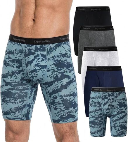 Viscose from Bamboo Long Leg Boxer Briefs for Men, 9 Inch Performance Men's Underwear, Sports, Fly in Saudi Arabia