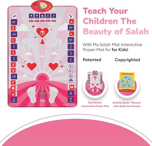 My Salah Mat for Kids - Pink Interactive Muslim Prayer Rug Learning The Salah - Fun & Easy Prayer Mat with 36 Touch Keys, 15 Languages, Speaker, & Booklets - Islamic Toys for Ages 3 to 8 in Saudi Arabia