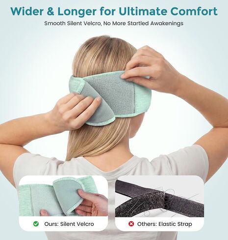 LC-dolida Sleep Masks with Bluetooth Headphones, Soft Seaweed Fiber Cotton Bluetooth Sleep Mask, Total Blackout Fully Wrapped Sleep Mask for Side Sleepers, Travel Meditation Gift, Green in Kuwait