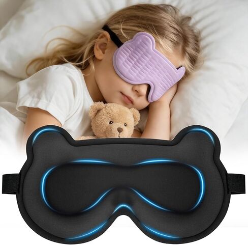 Kids Sleep Mask, 3D Sleep Mask for Kids with Adjustable Elastic Strap, Soft Comfortable Eye Mask for Children, Blackout Travel Kid Sleeping Mask for Ages 5-15 Boys Girls (Purple) in Saudi Arabia