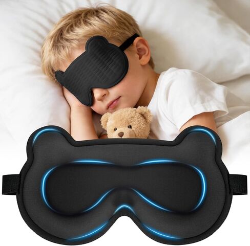 Kids Sleep Mask, 3D Sleep Mask for Kids with Adjustable Elastic Strap, Soft Comfortable Eye Mask for Children, Blackout Travel Kid Sleeping Mask for Ages 5-15 Boys Girls (Purple) in Saudi Arabia