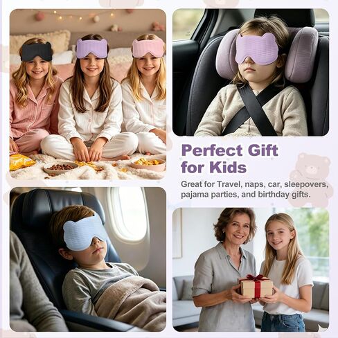 Kids Sleep Mask, 3D Sleep Mask for Kids with Adjustable Elastic Strap, Soft Comfortable Eye Mask for Children, Blackout Travel Kid Sleeping Mask for Ages 5-15 Boys Girls (Purple) in Saudi Arabia