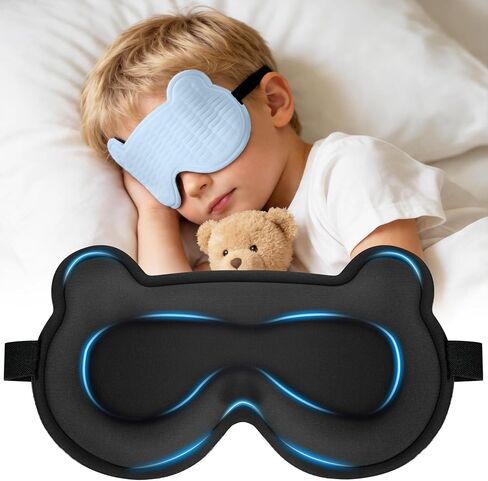 Kids Sleep Mask, 3D Sleep Mask for Kids with Adjustable Elastic Strap, Soft Comfortable Eye Mask for Children, Blackout Travel Kid Sleeping Mask for Ages 5-15 Boys Girls (Purple) in Saudi Arabia