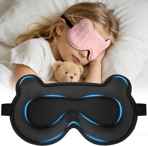 Kids Sleep Mask, 3D Sleep Mask for Kids with Adjustable Elastic Strap, Soft Comfortable Eye Mask for Children, Blackout Travel Kid Sleeping Mask for Ages 5-15 Boys Girls (Purple) in Saudi Arabia