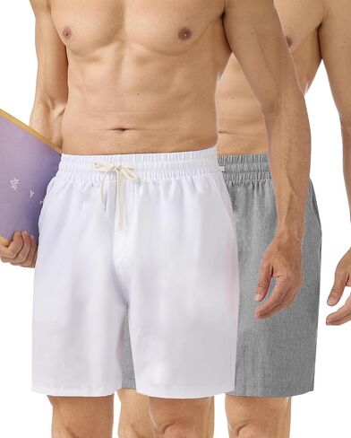 Men's 5" Drawstring Shorts 2-Pack, Summer Beach Shorts for Men, Breathable with Pockets, for Vacation, Daily Wear in Saudi Arabia
