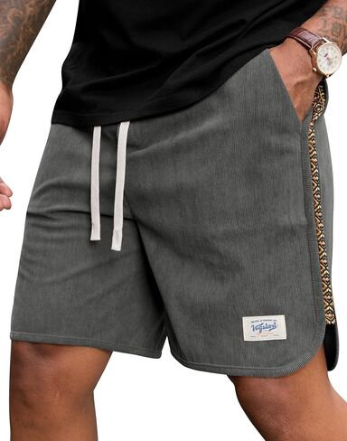 Men's Corduroy Shorts 7'' Casual Tribal Aztec Patchwork Printed Vintage Shorts (S-XXL) in Kuwait